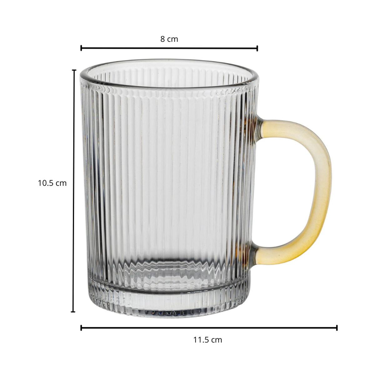 HYGGE - Set de 6 Tazas Acanaladas de Vidrio 310 ml