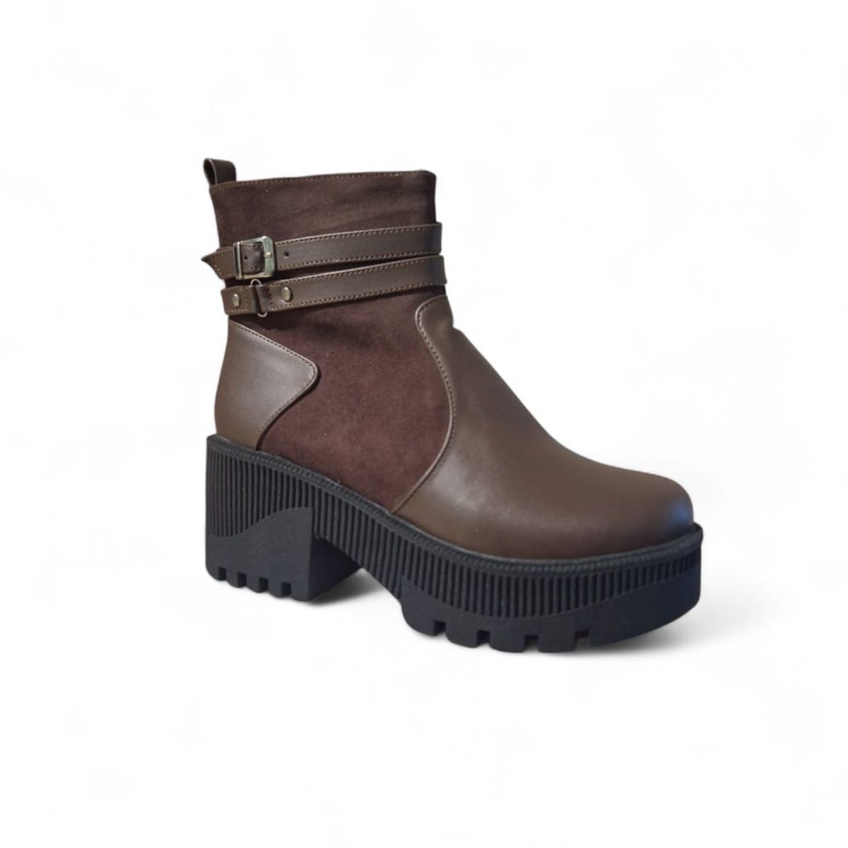 GENERICO - Botin Mujer Yomar Casual Doscorreas Taco 7 Cm Marron