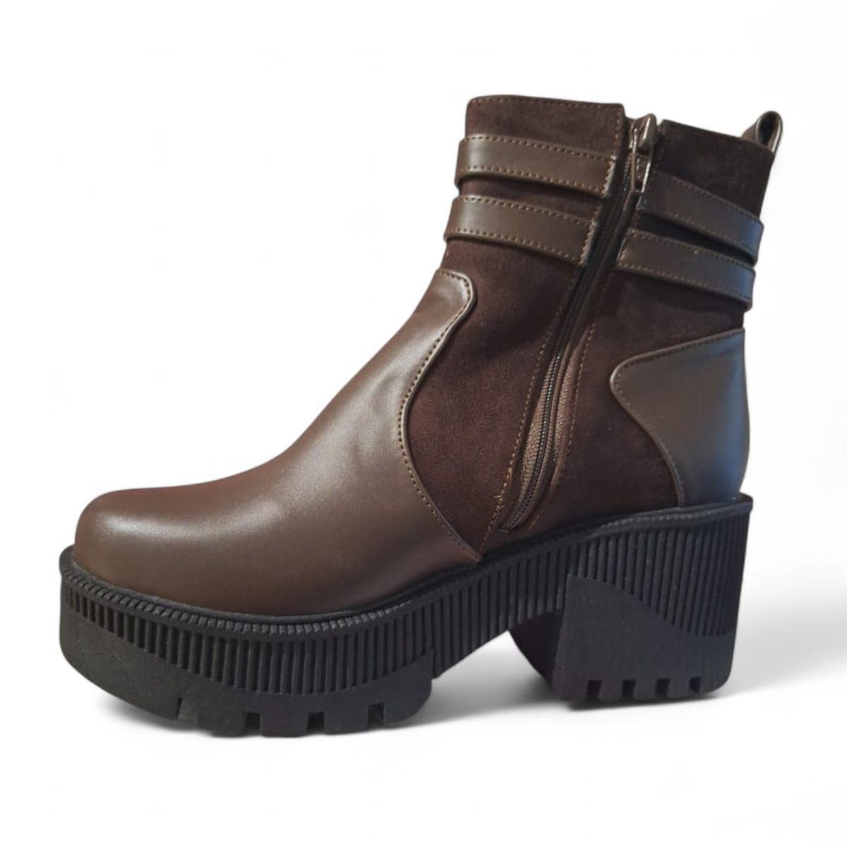 GENERICO - Botin Mujer Yomar Casual Doscorreas Taco 7 Cm Marron