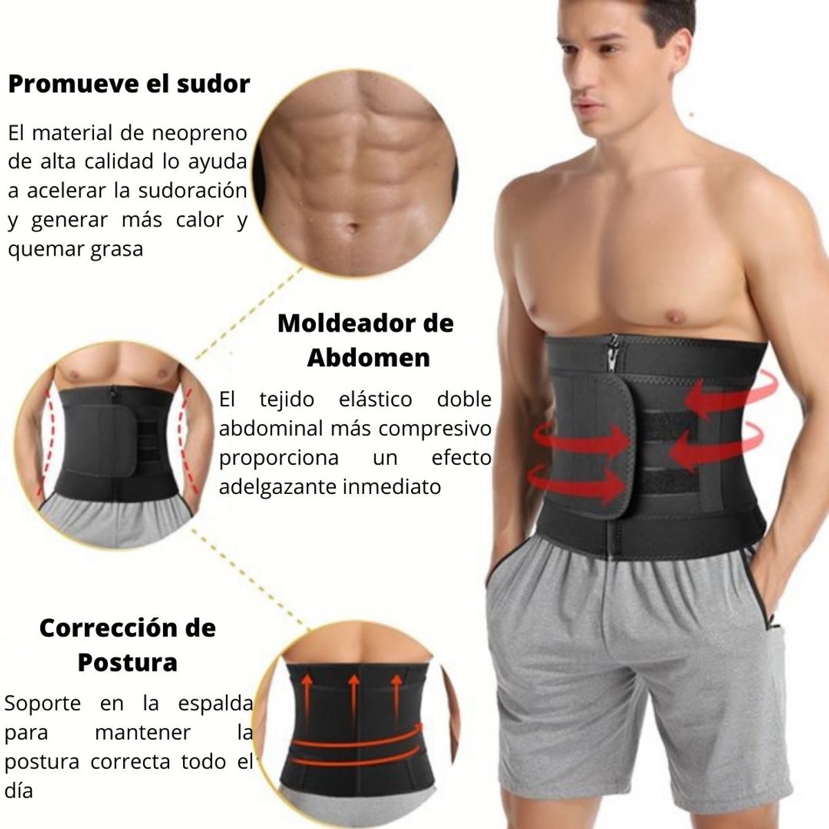 PRO - Faja Reductora Moldeadoras Abdomen Deportivas - Hombre