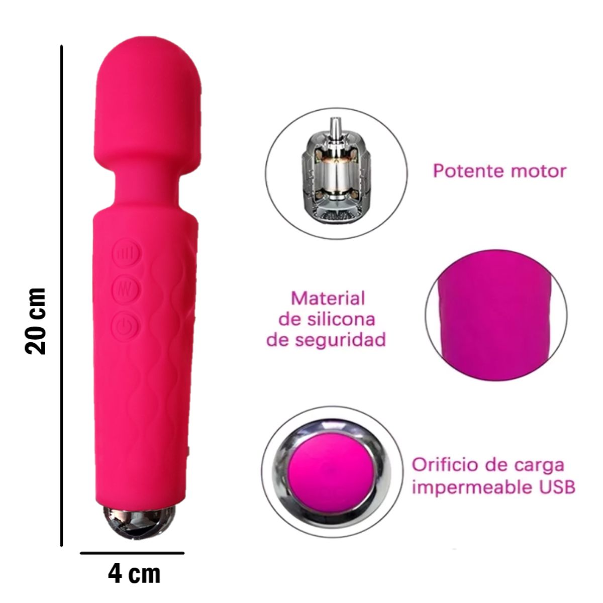 GENERICO - Vibrador Estimulador con relieve y 20 frecuencias +  8 velocidades