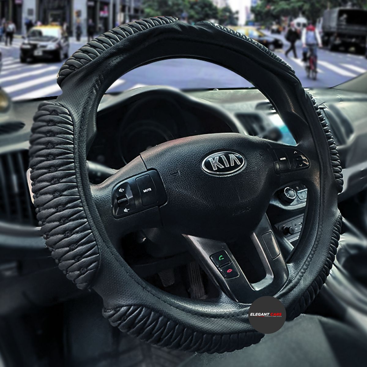 JET - Forro De  Timón Antiestrés Elegante Negro 37-38Cm