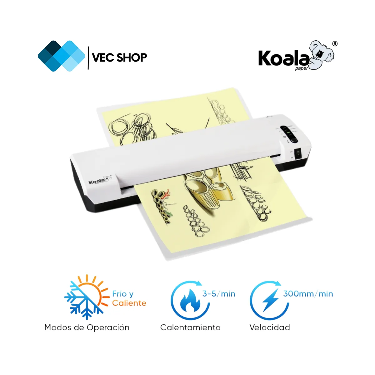 KOALA - Laminadora Enmicadora Plastificadora PLUS336 3 en 1 A3