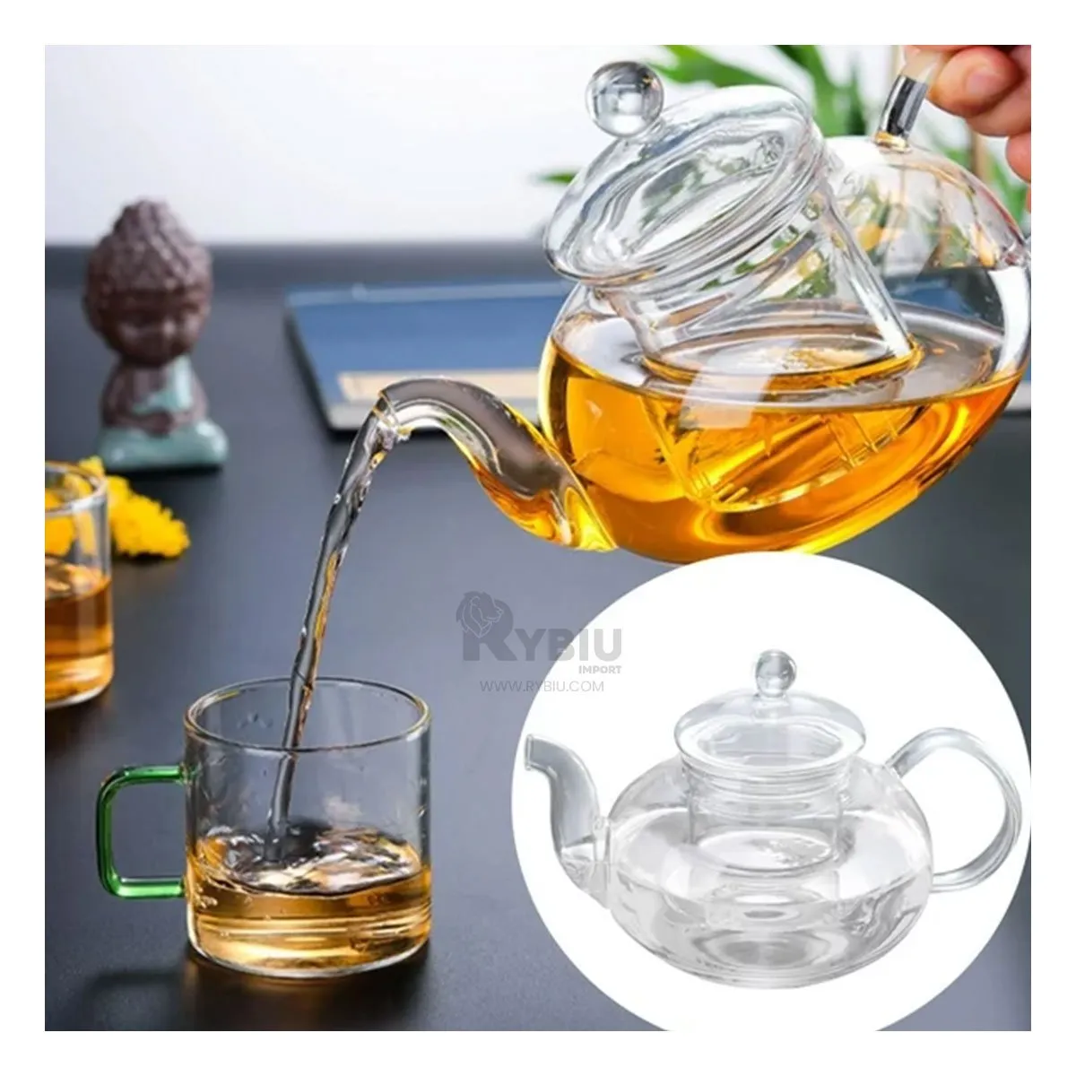 RYBIU IMPORT - Tetera Compacta de 100ML en Transparente Y+Regalo Stickers