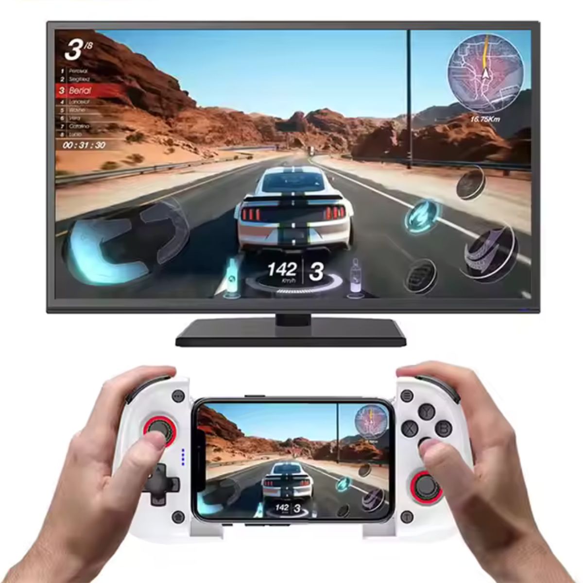 GENERICO - Gamepad BSP X3 Mando Celular Android iOs Multiplataforma Blanco