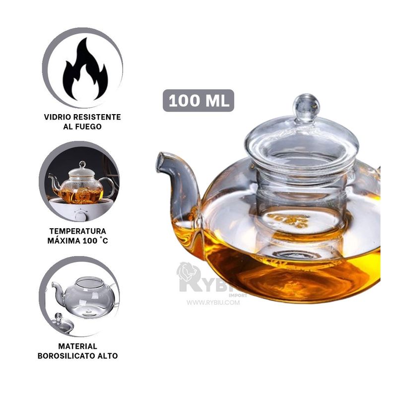 RYBIU IMPORT - Infusor y Tapa 100ML Transparente Y+Regalo Ligas para Peinar