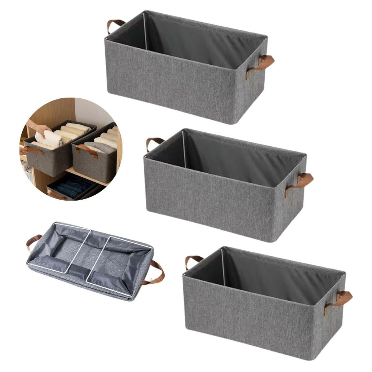 GENERICO - Organizador De Tela Multifuncional Plegable Para Armario x3 Unids