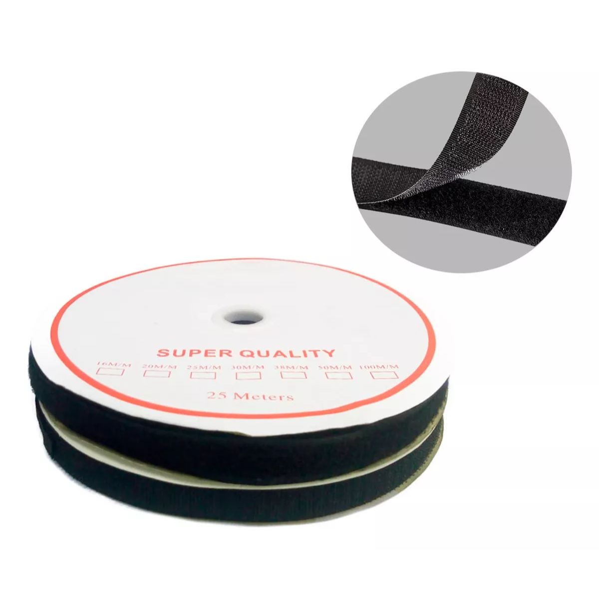 GENERICO - Cinta Velcro Velkro para coser 50mm X 23 Metros Color Negro