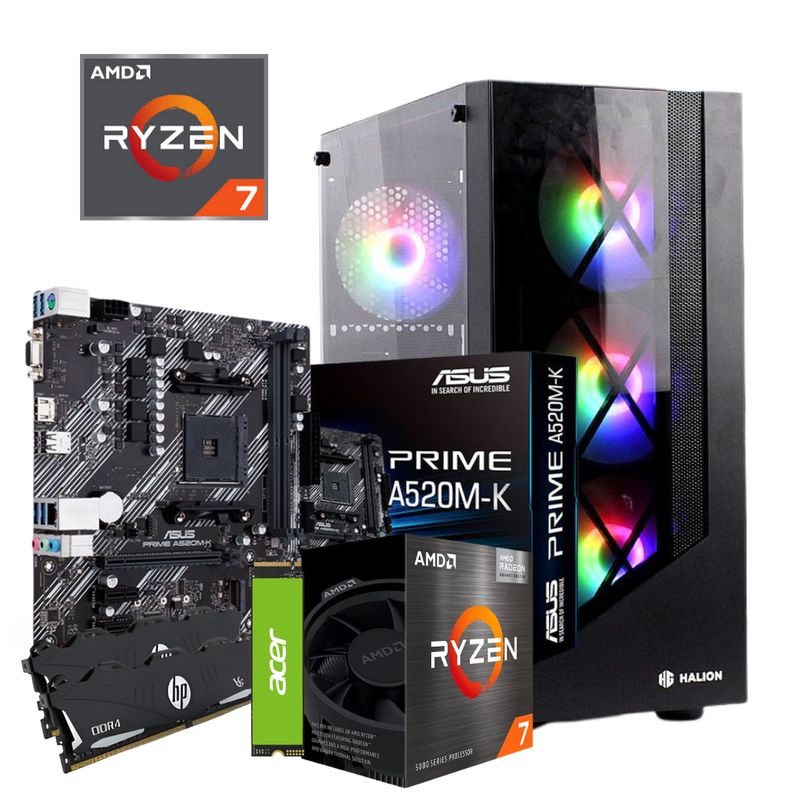 AMD - Computadora PC GAMER RYZEN 7-5700G / RAM 16GB / 512 GB SSD M.2 PCIE /