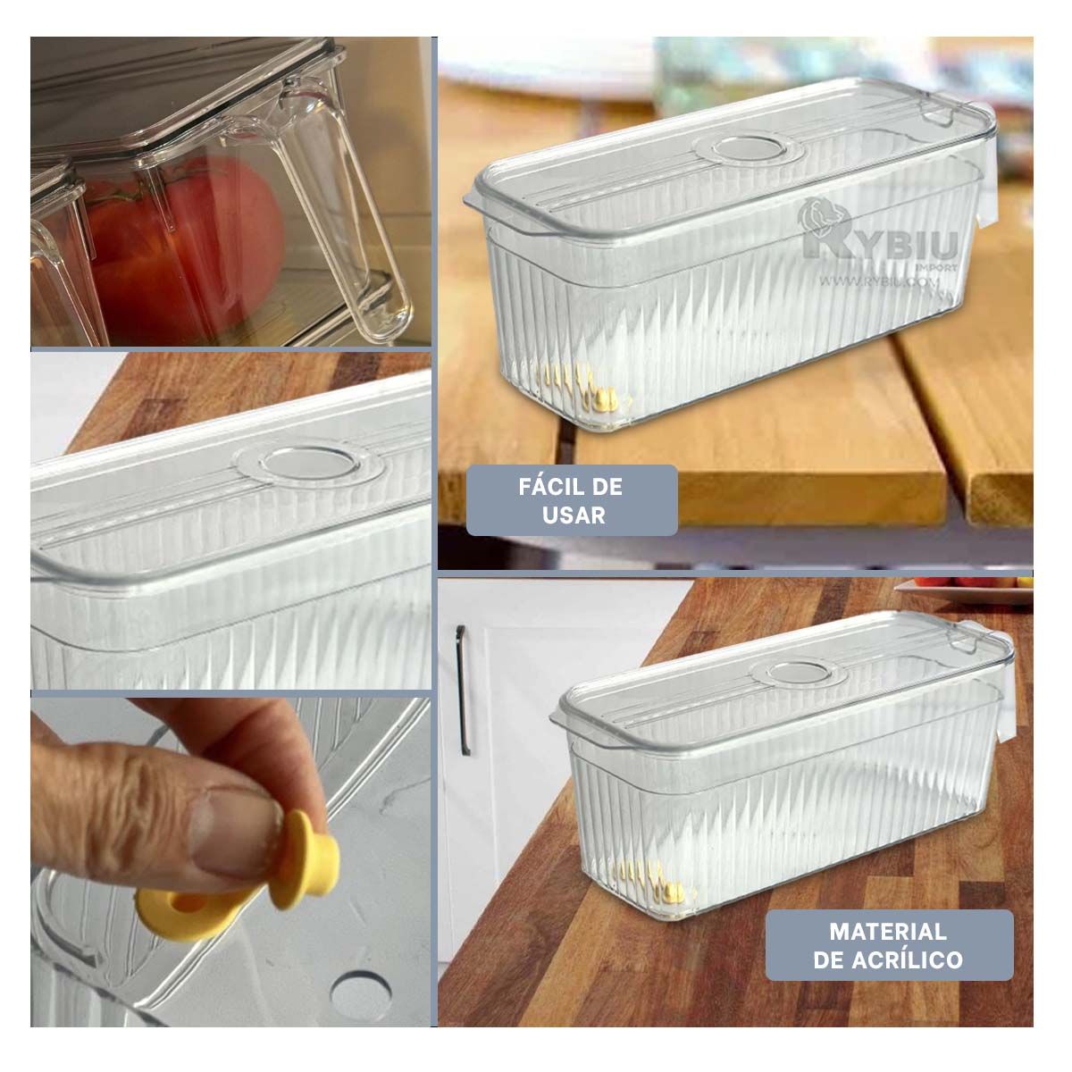 RYBIU IMPORT - Fuente con Mango Rectangular Transparente Y+Gift Stickers