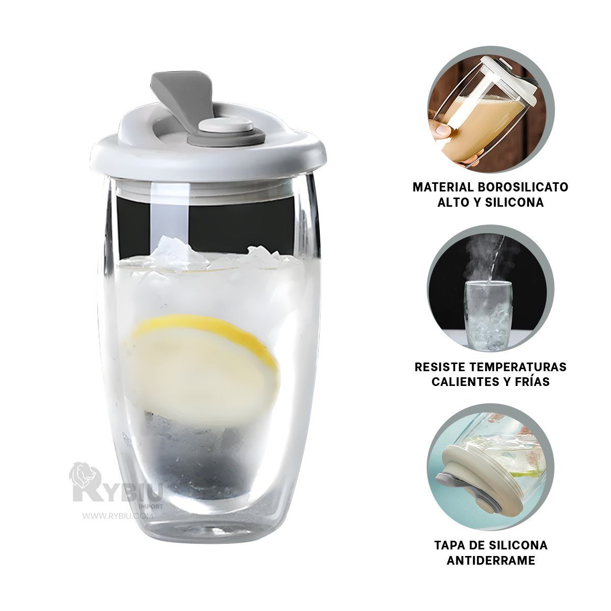 GENERICO - Vaso de Infusiones Calientes Plomo 450ml Y+Papel de Regalo