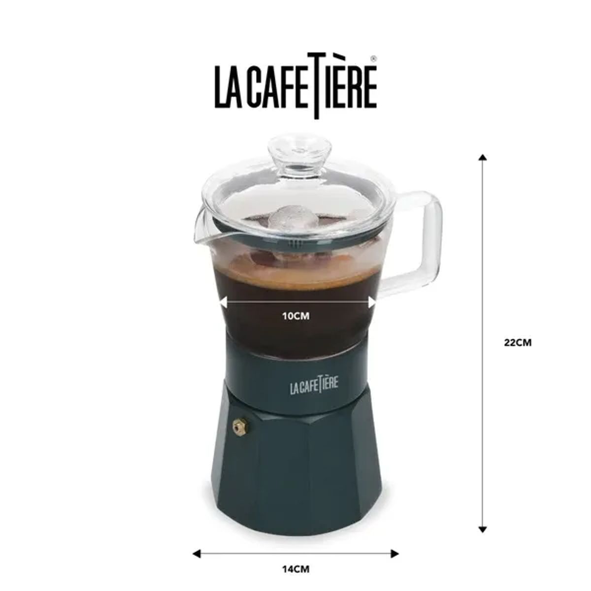 LA CAFETIERE - Cafetera Italiana Verona GREEN vidrio espresso X 240ml LA CAFETIERE