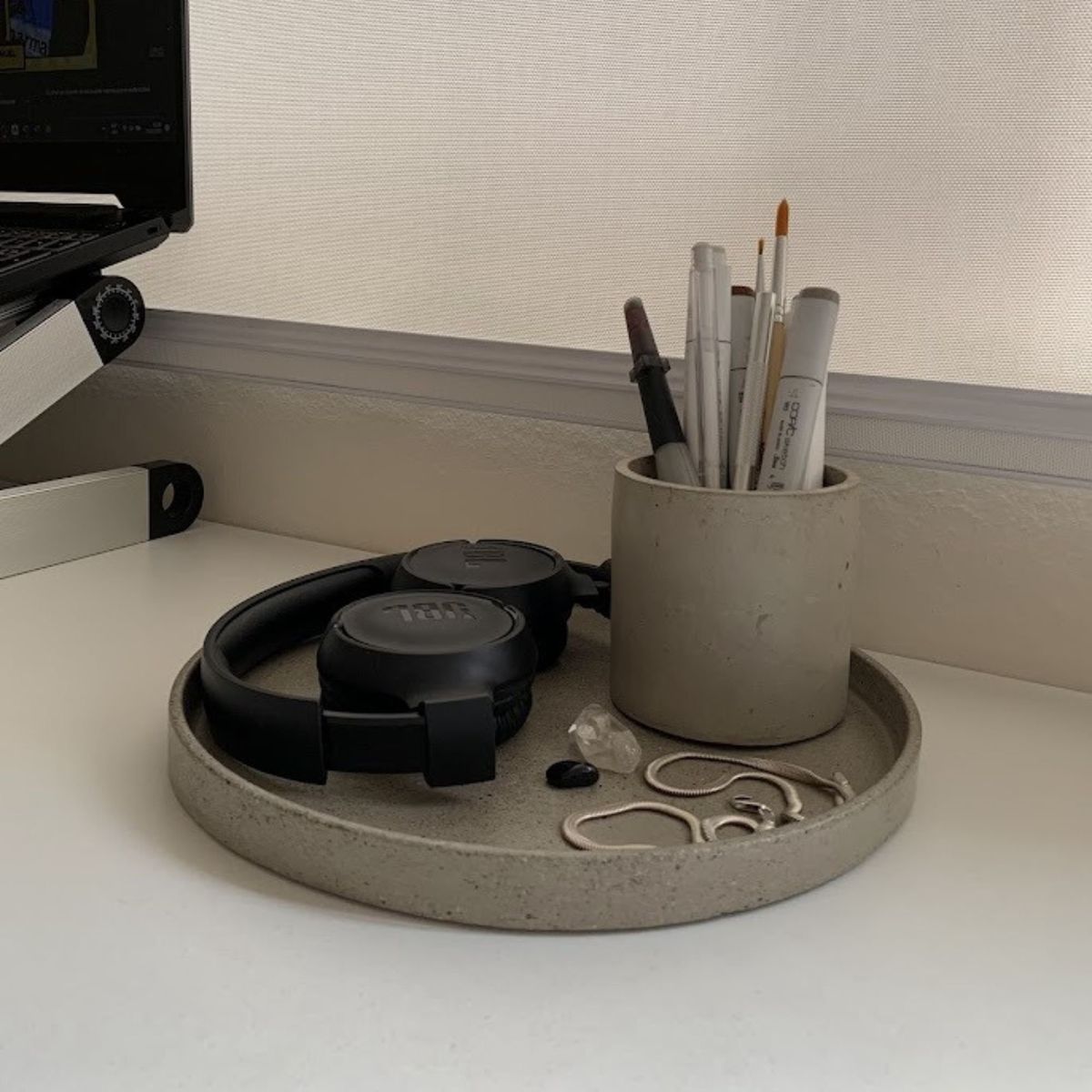 GENERICO - Organizador de Escritorio Portalapiceros Tocador Bandeja Gris