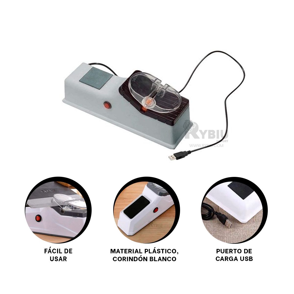 RYBIU IMPORT - Amolador para Utensilios de Corte Blanco Y+Gift MiniAgenda
