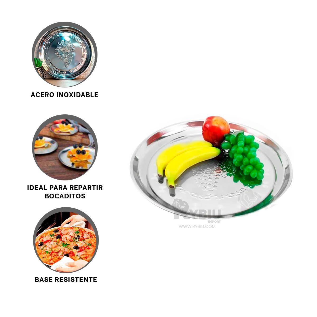 RYBIU IMPORT - Bandeja Metaslica Segura y Ligera 40x40 cm Y+Regalo Agendita