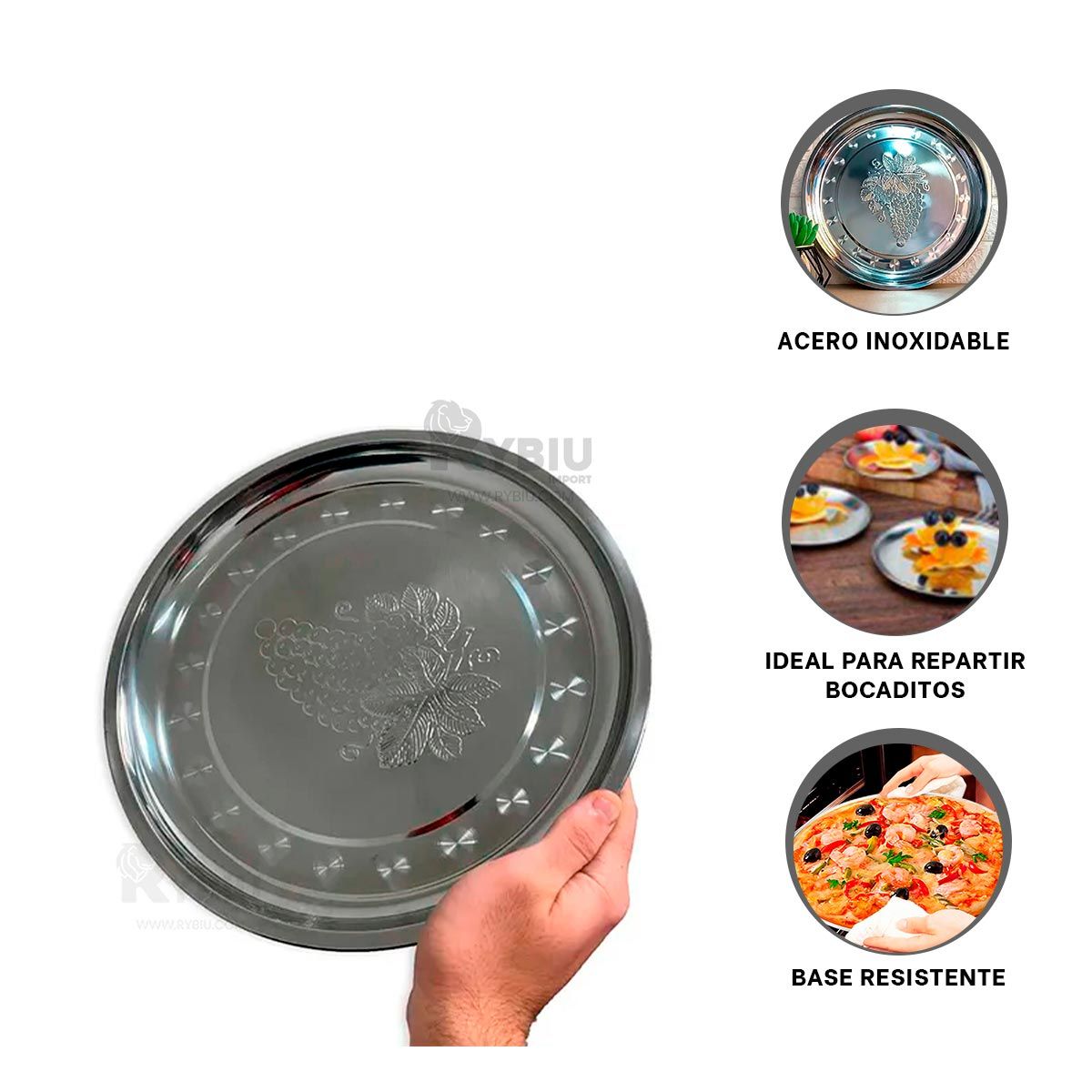 RYBIU IMPORT - Bandeja para Alimentos en 40x40 cm Y+Regalo Stickers