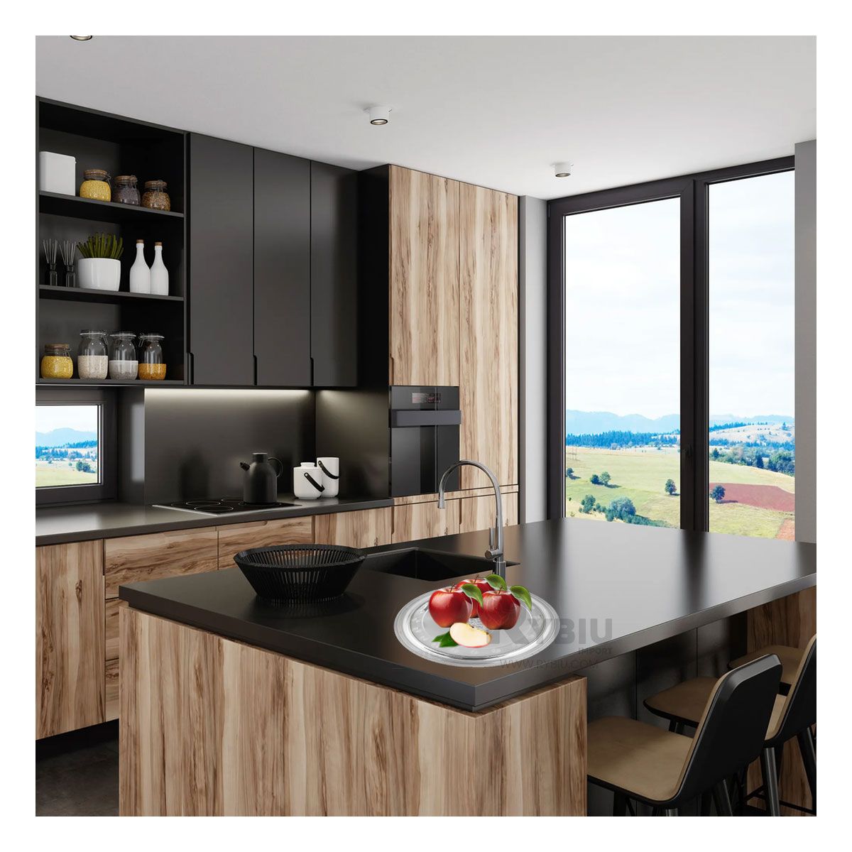 RYBIU IMPORT - Fuente Simple de Diseño Circular 40x40 cm Y+Regalo Agendita