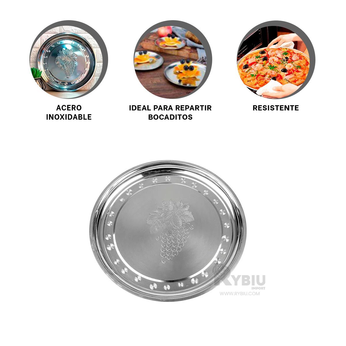 RYBIU IMPORT - Fuente Simple de Diseño Circular 40x40 cm Y+Regalo Agendita