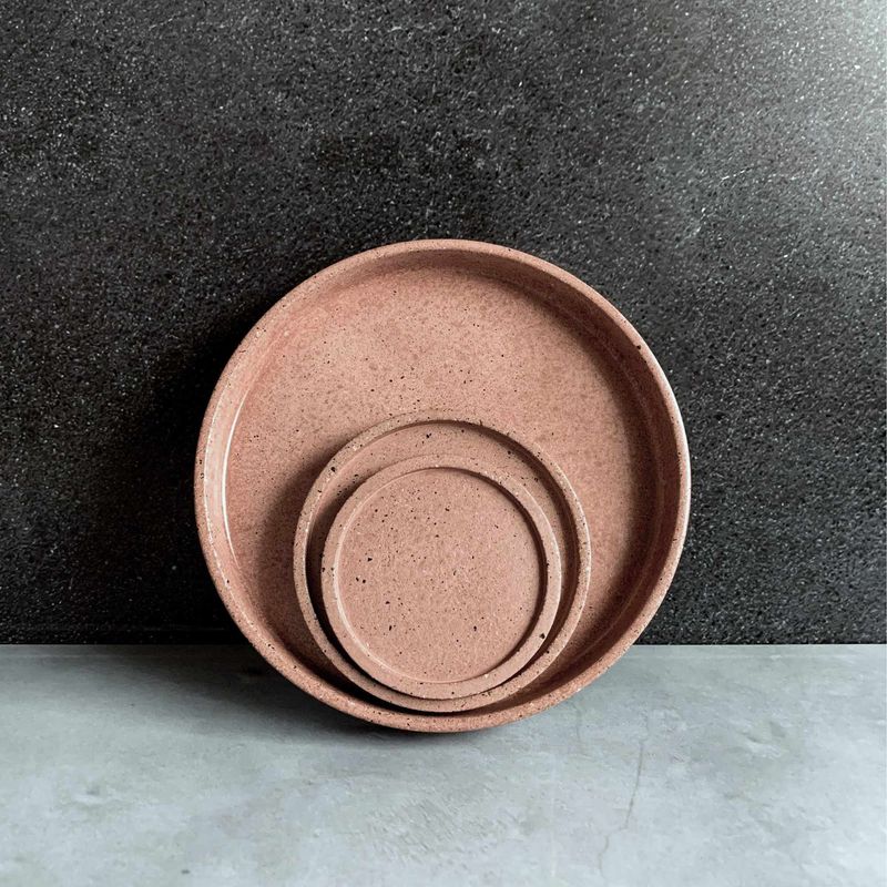 GENERICO - Juego de Piezas Bandejas Circulares Concreto