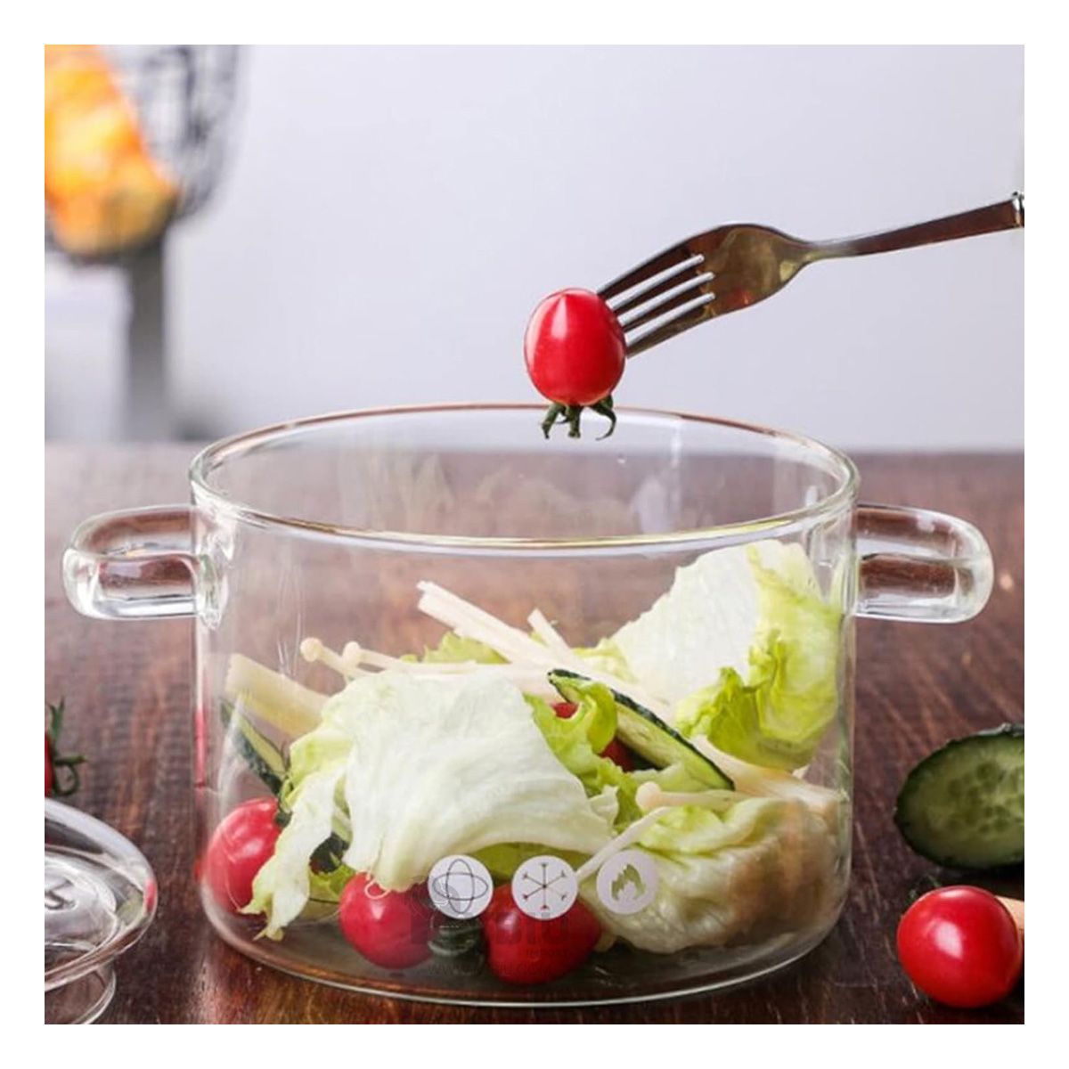 RYBIU IMPORT - Olla con Tapa Segura1500ML Transparente Y+Papel de Regalo