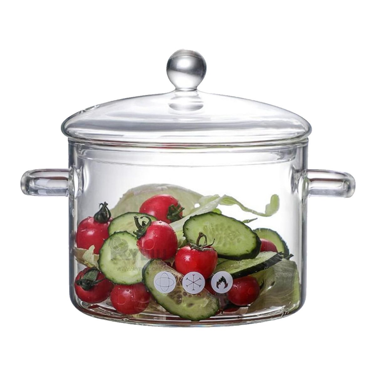 RYBIU IMPORT - Cazuela de Pastas 1500ML Transparente Y+Banderitas Adhesivas