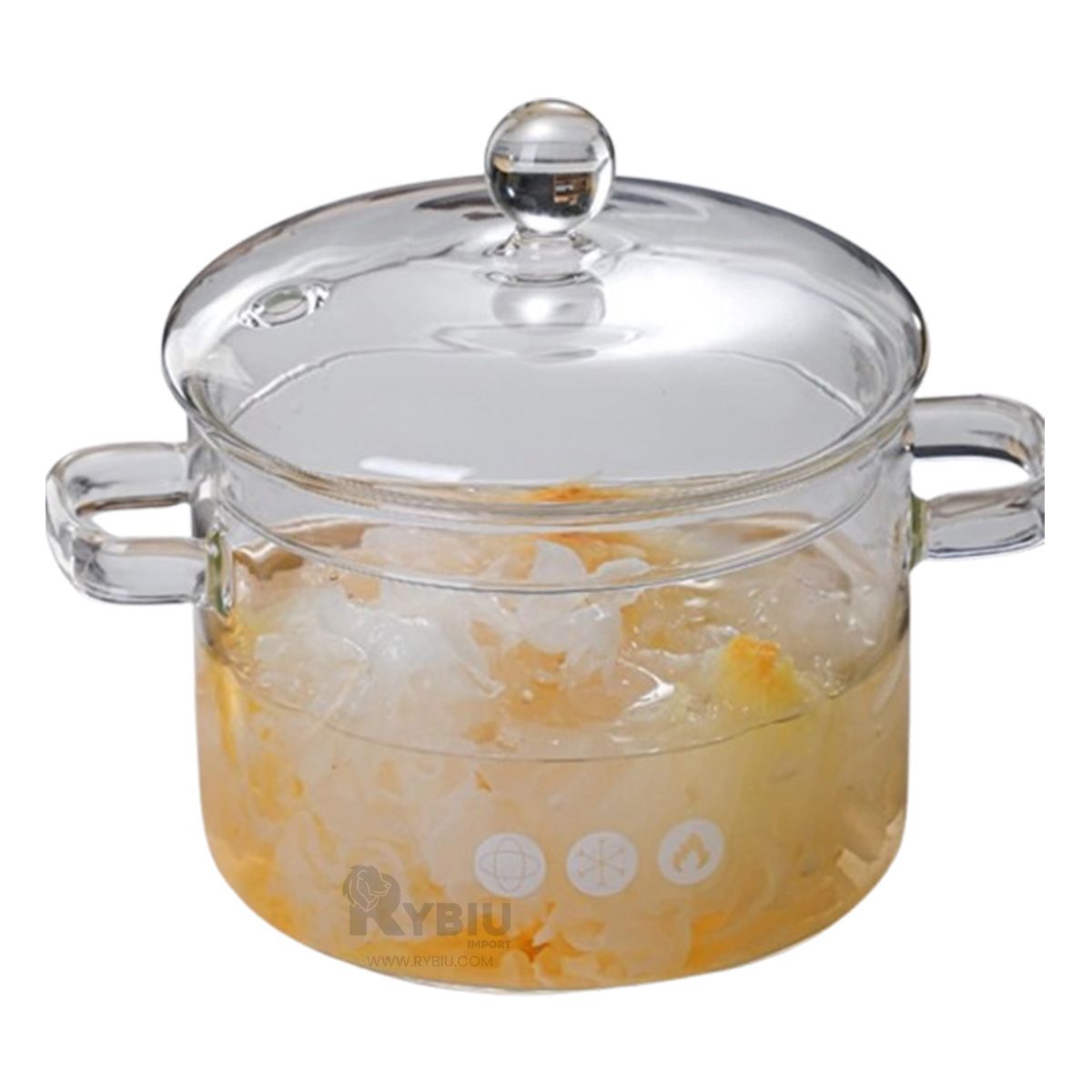 RYBIU IMPORT - Cazuela Rapida Coccion 1500ML Transparente Y+Ligas de Regalo