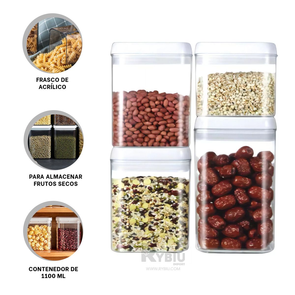 RYBIU IMPORT - Frasco Elegante Frasco de 1100ml Plomo Y+Regalo Stickers