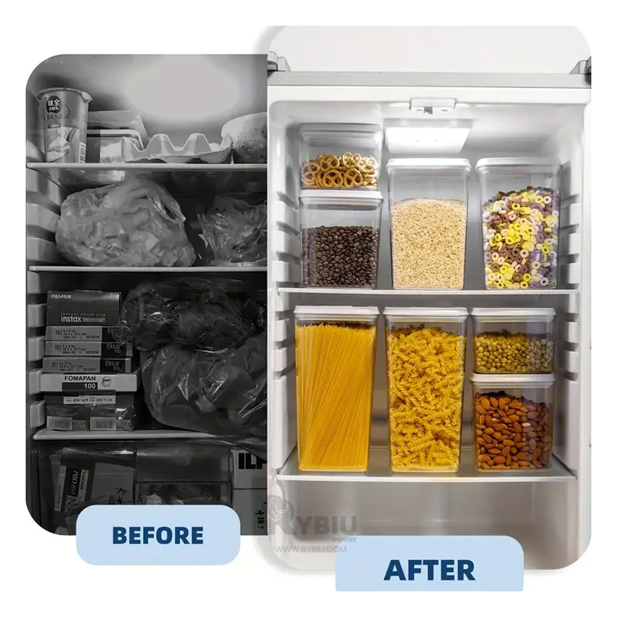 RYBIU IMPORT - Contenedor Frasco de Acrilico de 1100ml Tapa Plomo