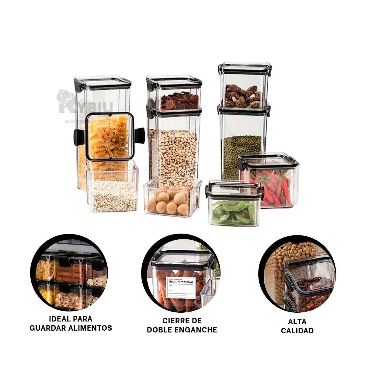 RYBIU IMPORT - Pack con Tapa de Envases en Transparente Y+Gift Stickers