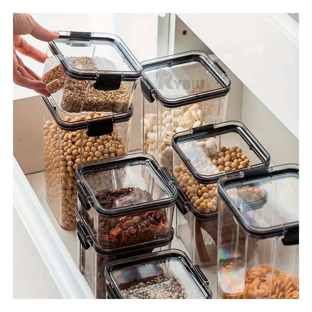 RYBIU IMPORT - Envases para Cocina de 6 en Transparente Y+Gift MiniAgenda