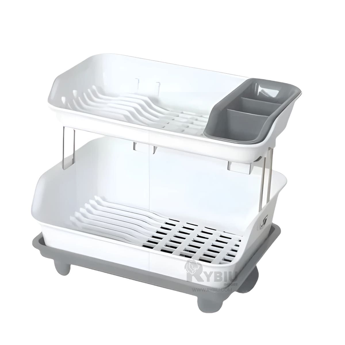 RYBIU IMPORT - Escurridor de Platos de 2 Niveles Plomo Y+Papel de Regalo