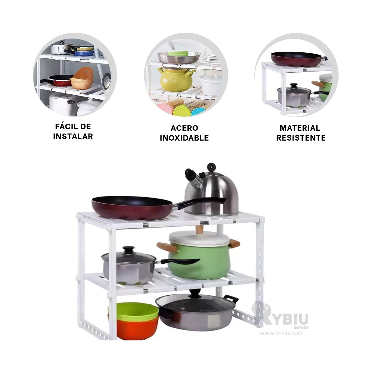 RYBIU IMPORT - Estante de Almacenamiento para Utensilios en Blanco