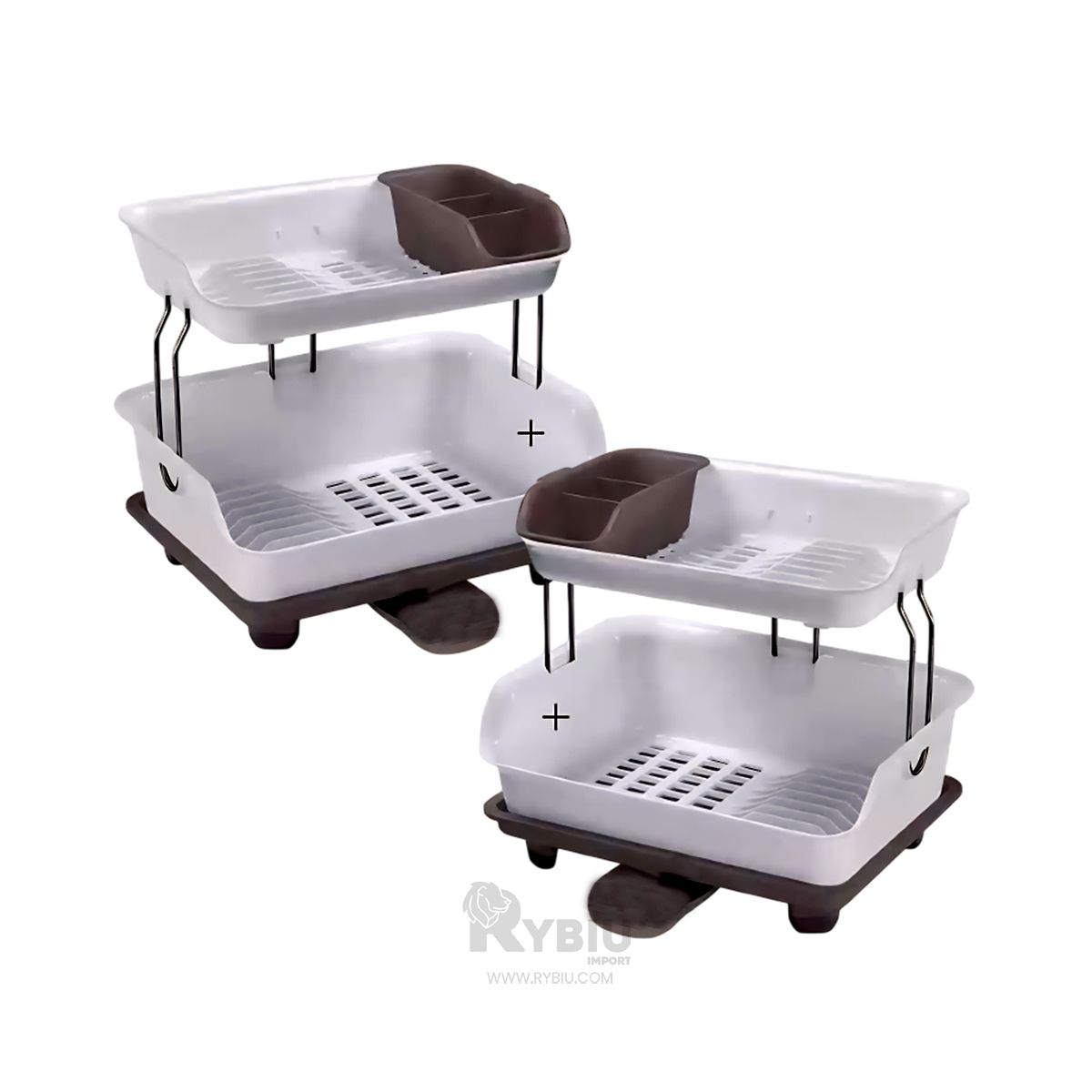 RYBIU IMPORT - Escurridor de Platos de 2 Niveles Marron Y+Papel de Regalo