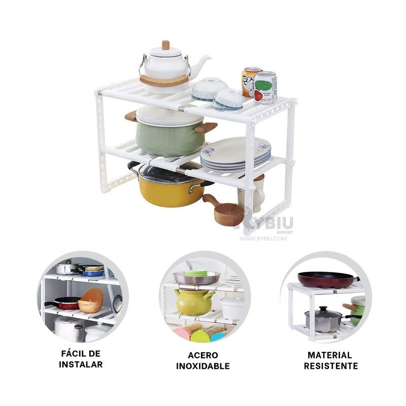 RYBIU IMPORT - Organizador Funcional de Cubiertos Blanco Y+Ligas de Regalo