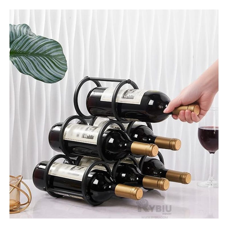 RYBIU IMPORT - Estante Vertical para Botellas Vino Negro Y+Regalo Stickers