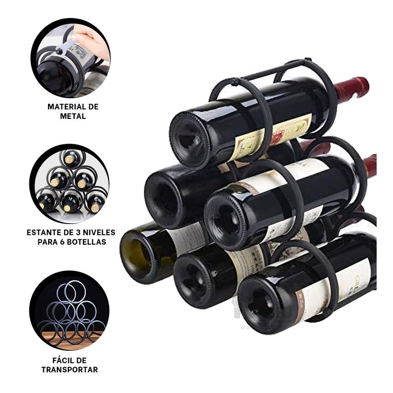 RYBIU IMPORT - Soporte para Botellas y Tomatodos en Negro Y+Regalo Stickers