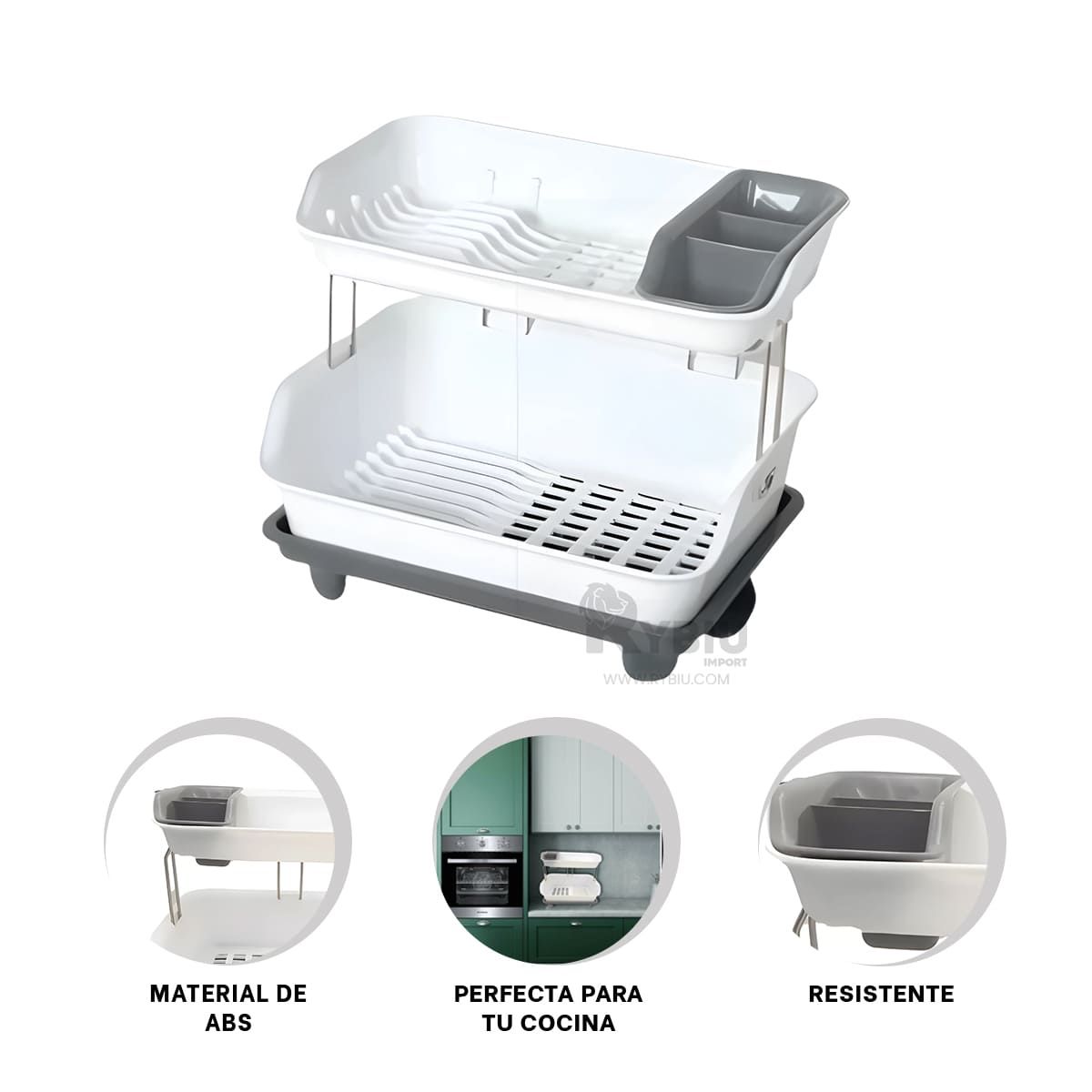 RYBIU IMPORT - Colador Util para Platos 2N Plomo Y+Banderitas Adhesivas