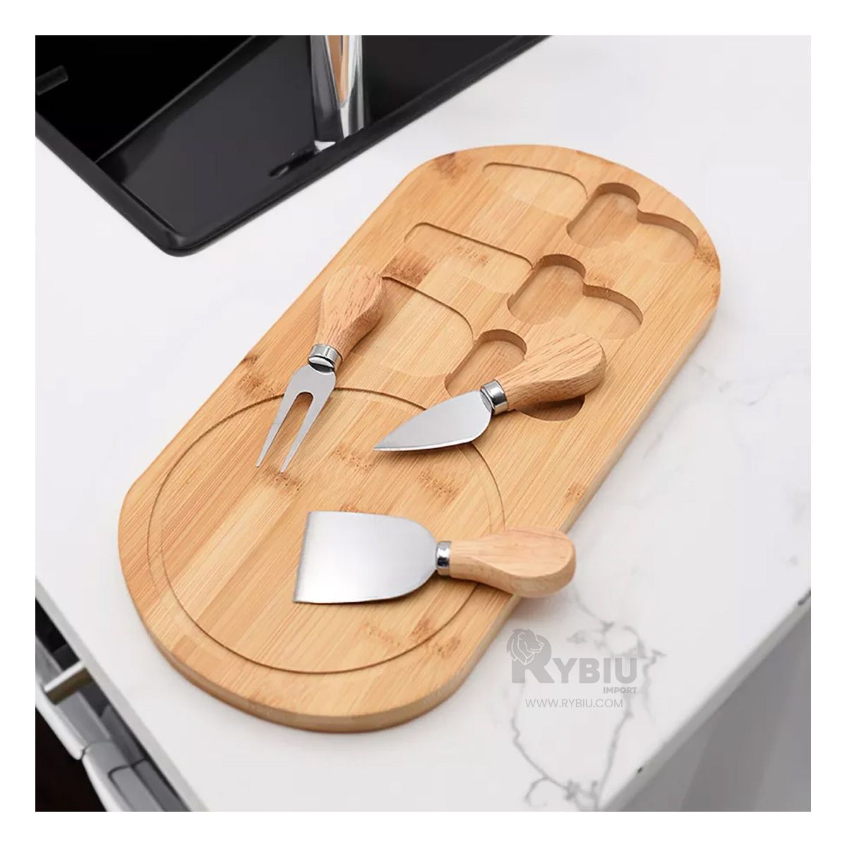 RYBIU IMPORT - Juego de Utensilios con Agarradero Madera Y+Regalo Agendita