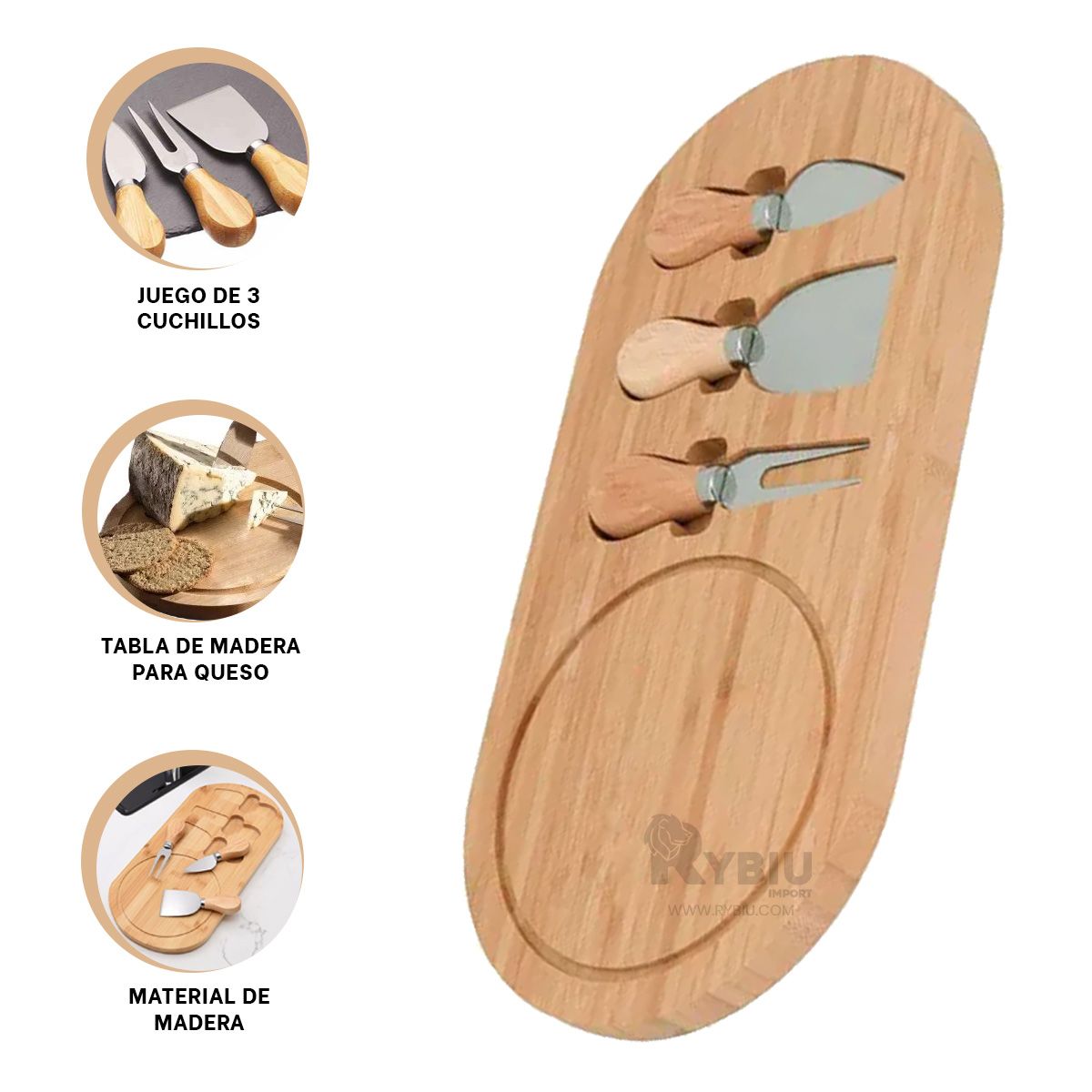 GENERICO - Set 03 Piezas Profesional Cocina en Madera Y+Regalo Stickers