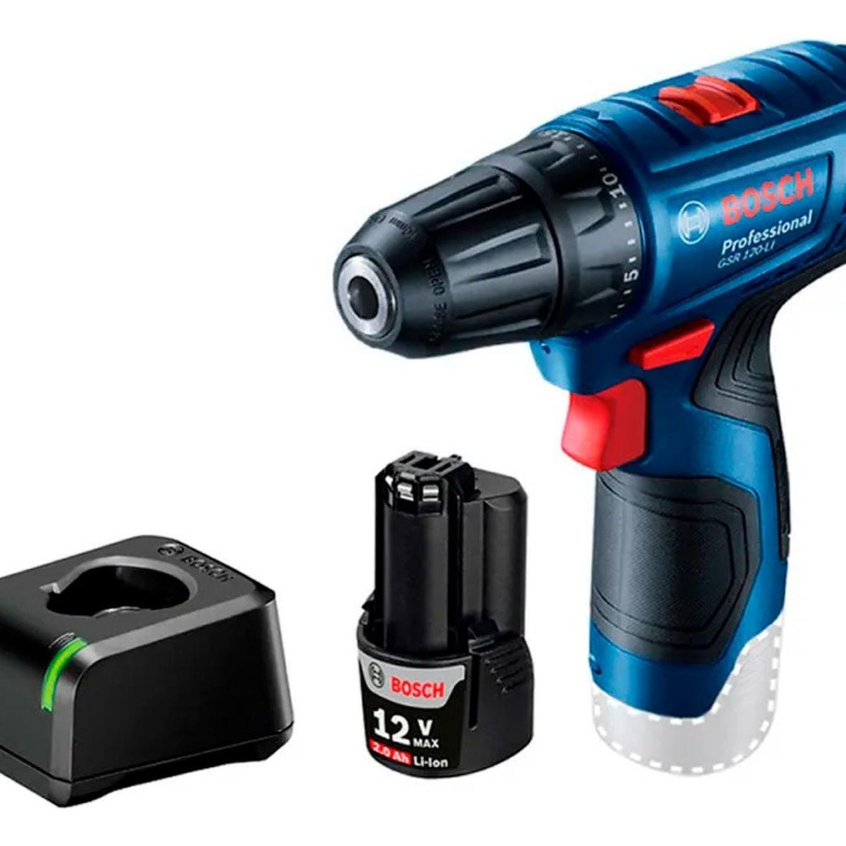 BOSCH - Taladro GSR 120 12V + Batería + Cargador + Set 103 PZS Bosch