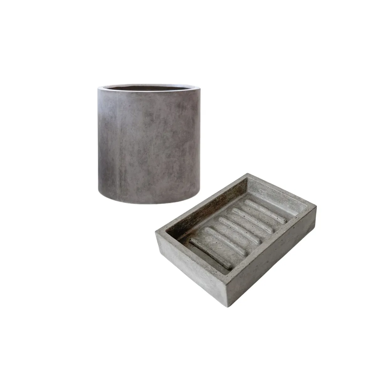 GENERICO - Juego de Accesorios para Baño Jabonera Portacepillos Concreto