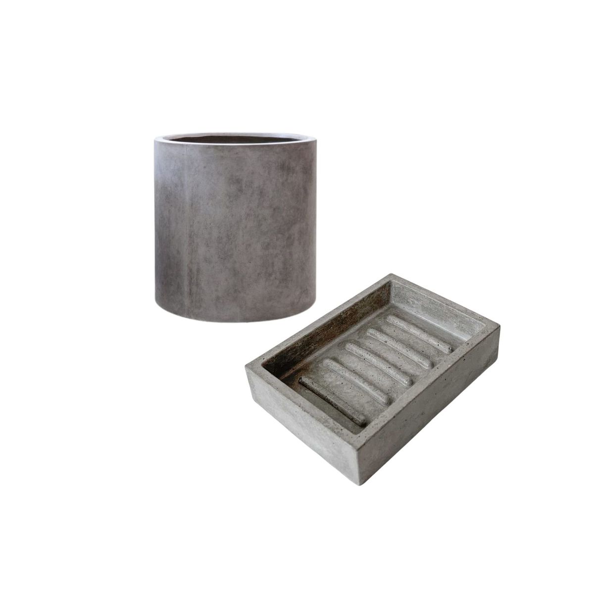 GENERICO - Juego de Accesorios para Baño Jabonera Portacepillos Concreto