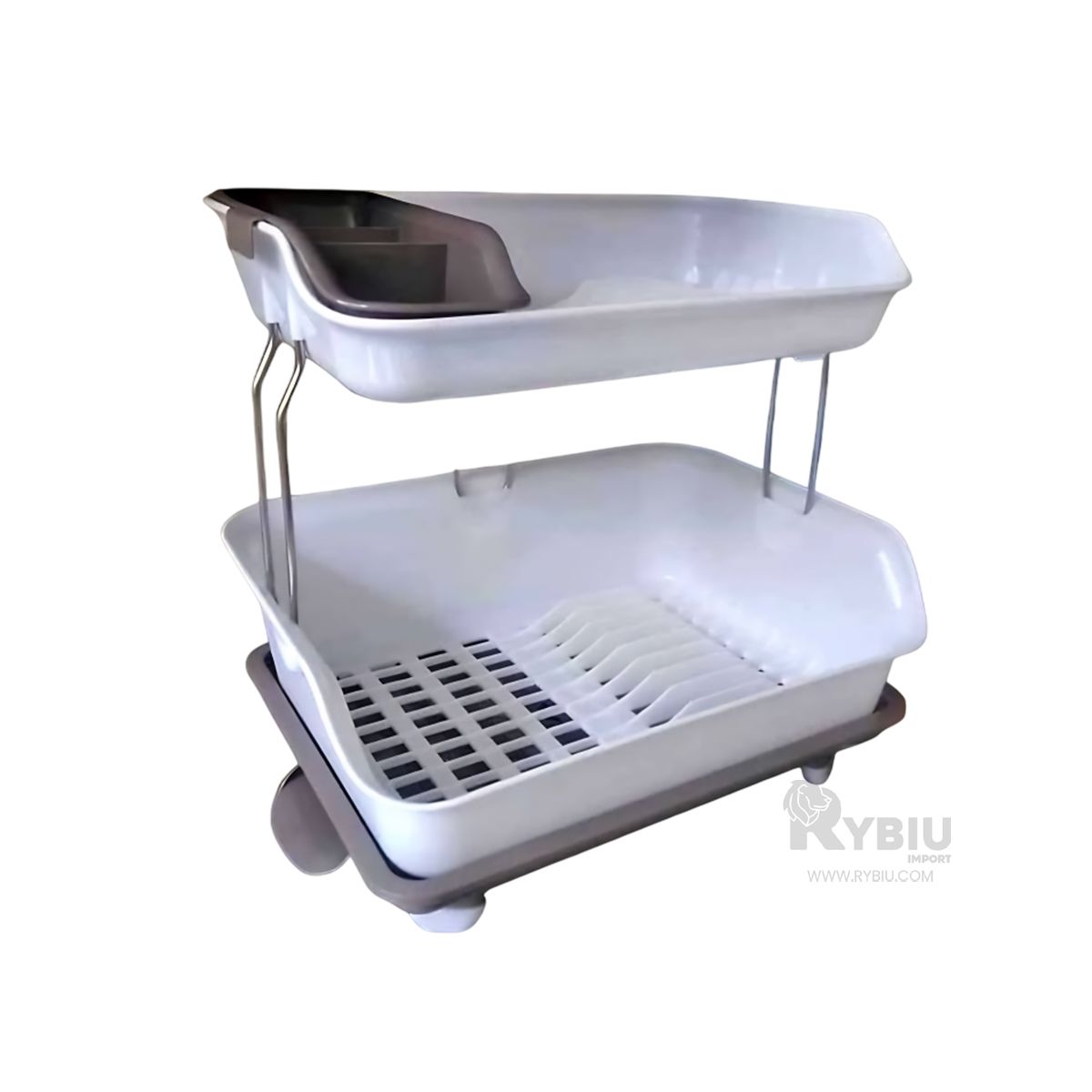 GENERICO - Escurridor de Vajilla de 2 Niveles Plastico Color Marron