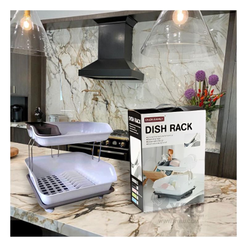 GENERICO - Escurridor de Platos de 2 Niveles Marron Y+Papel de Regalo