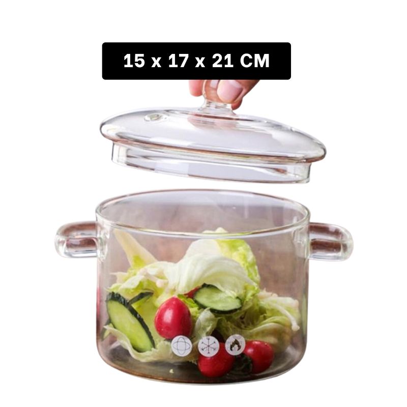 GENERICO - Cazuela Util 1500ML Transparente Y+Regalo Ligas para Peinar