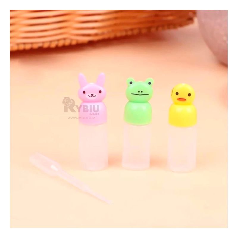GENERICO - Set de 3 Mini Botellas Cremeros de Animalitos Multicolor