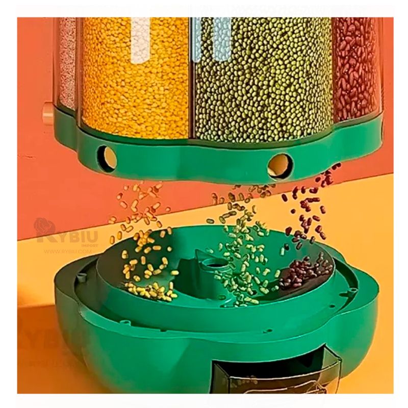 RYBIU IMPORT - Dispensador Unico de Legumbres 9kg Verde Y+Papel de Regalo