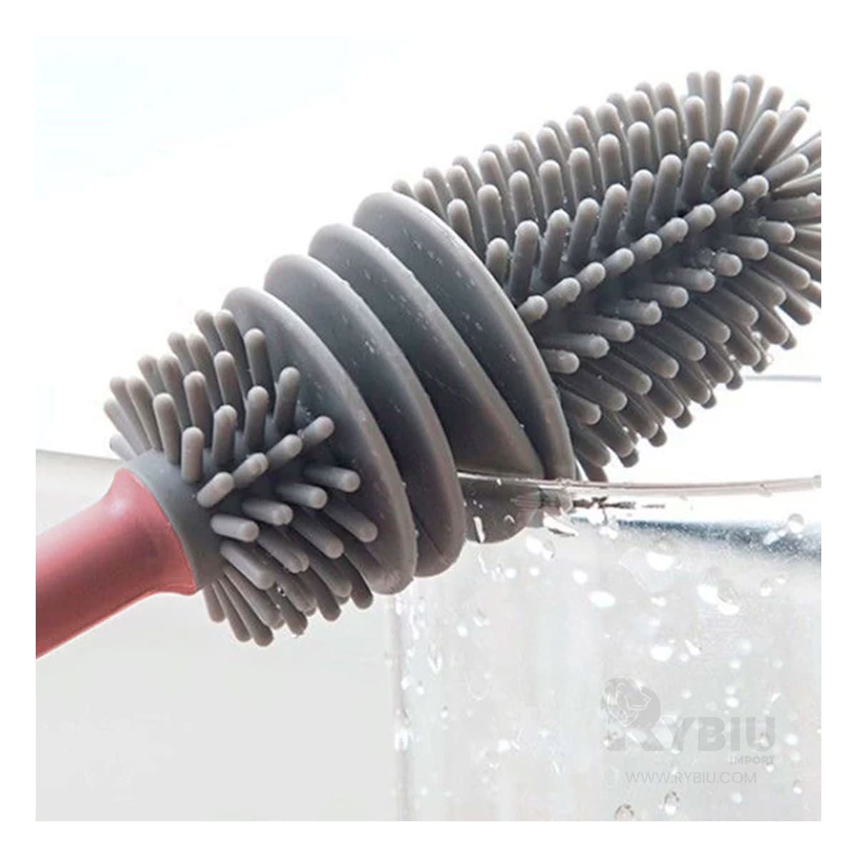 RYBIU IMPORT - Cepillo Practico para Lavar Tazas Rosado Y+Papel de Regalo