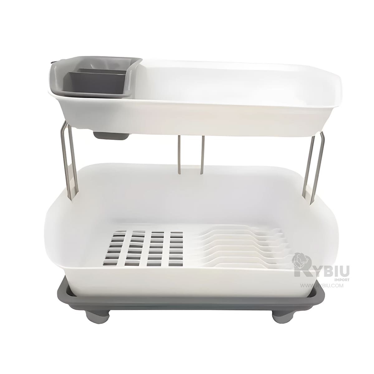 GENERICO - Secador de Doble Nivel de Platos Plomo Y+Gift MiniAgenda