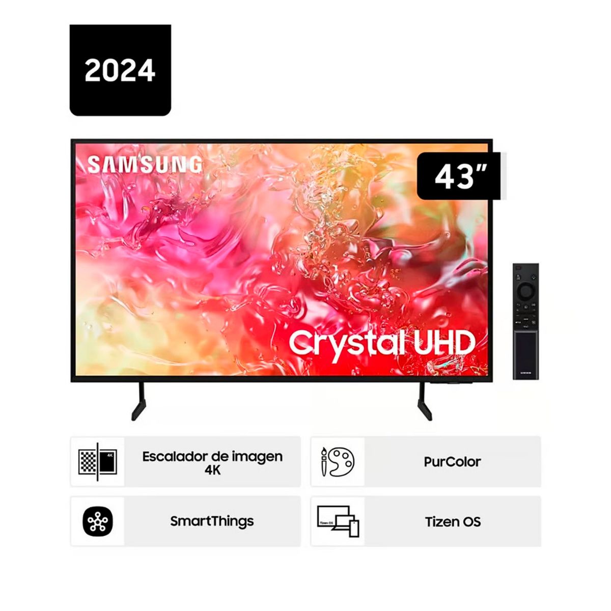 SAMSUNG - Televisor Samsung 43 Crystal UHD 4K Smart TV Tizen UN43DU7000GXPE